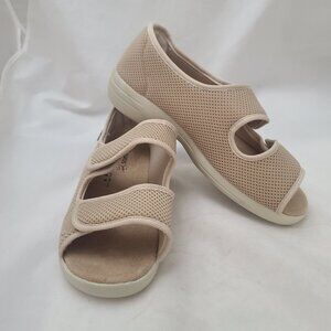 Schawos Uni-Sex Rehabilitation Open Toe Shoes 11W/9M Beige Mesh Stretch Seniors